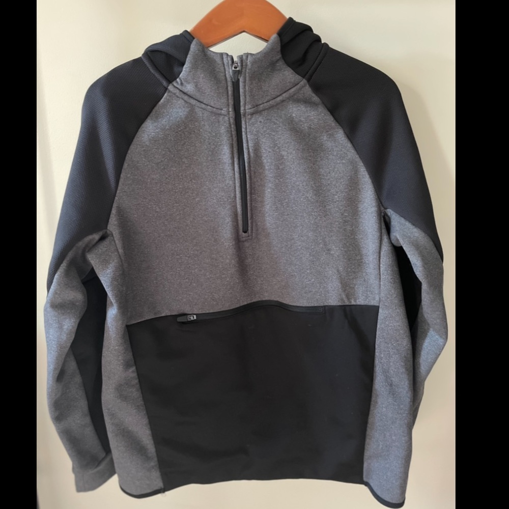Old Navy Techie Fleece Gray/Black Half Zip Hoodie Boys XL - Like New Condition